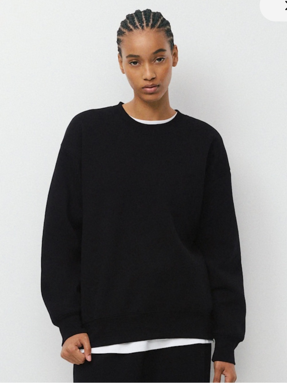 TNA Sweatfleece Cozy Fleece Black Crewneck Sweatshirt
